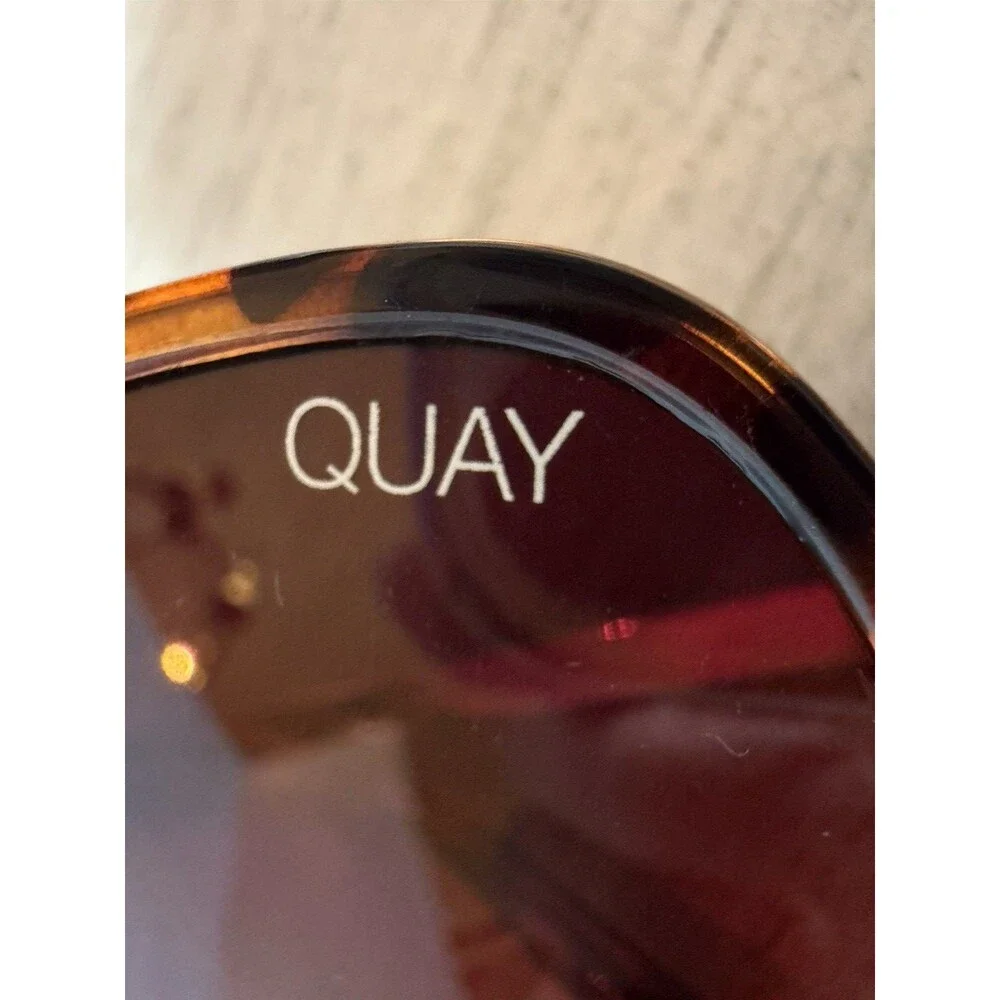 Quay All In Mini Aviator Sunglasses Tortoise Gold Frame Brown Gradient Lenses